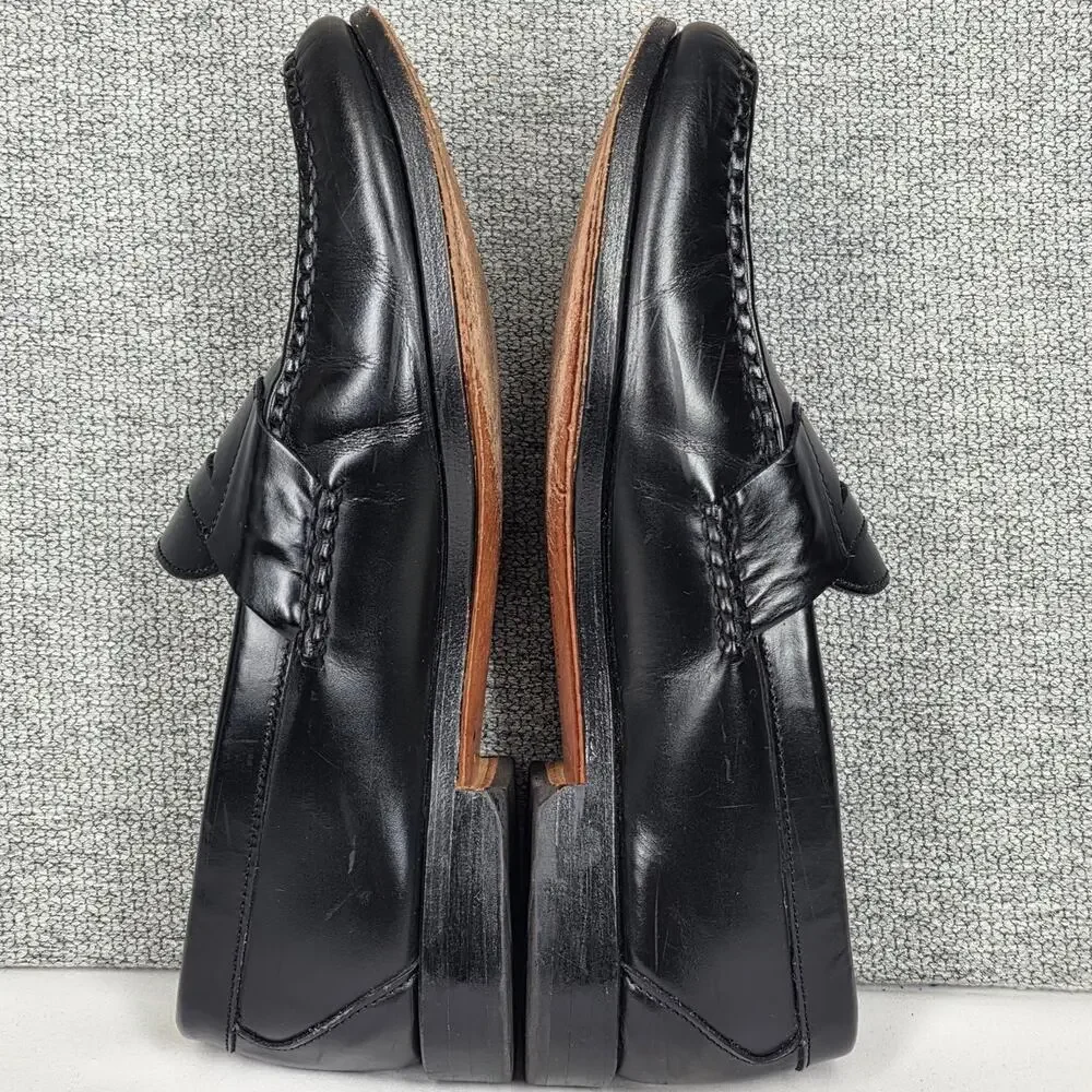 ALLEN EDMONDS WALDEN MOC-TOE BLACK LEATHER PENNY LOAFERS – MEN'S SIZE 8.5D
